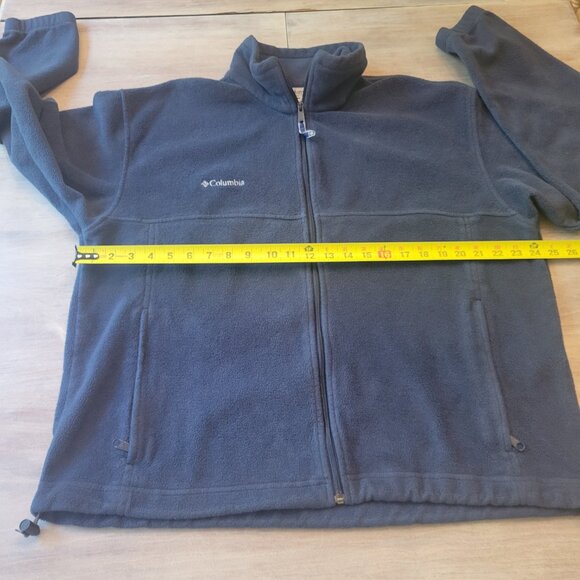 Men's Columbia Fleece XL Sweatshirt Jacket Zip Up Grey Blue Sweater - Picture 6 of 7